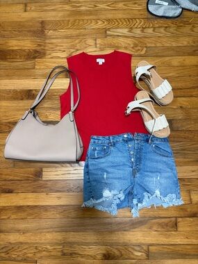 J.Crew Red Sleeveless Sweater Tank Top Size Medium Classic Shell